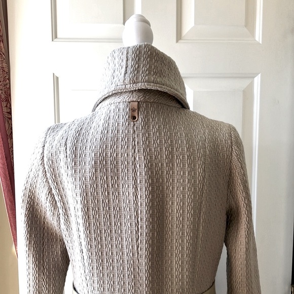Mackage Virgin Wool Blend Woven Coat Leather Trim Light Gray Size M - Picture 10 of 15